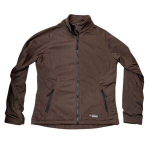 Women's Brown Softshell Zip-Up Pea Coat